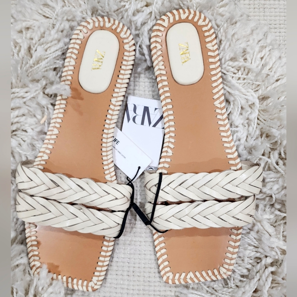 🆕️ Zara size 10 cream braided Leather shoe